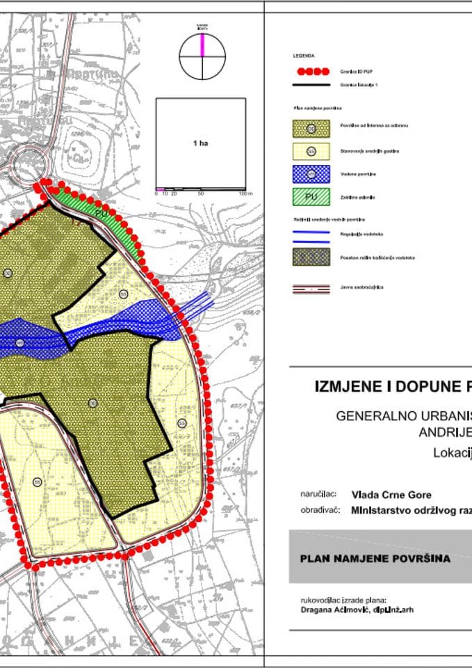 Planirana namjena površina Nacrt Izmjene i dopune Prostorno-urbanističkog plana opštine Andrijevica