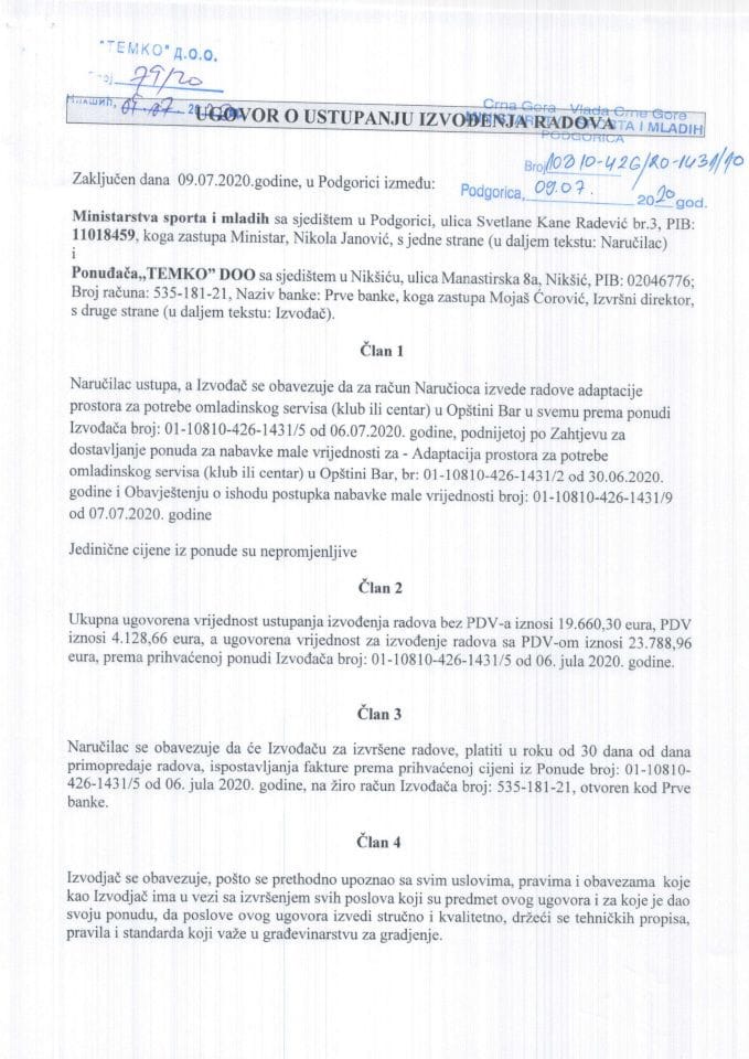 Adaptacija prostora za potrebe omladinskog servisa (klub ili centar) u Opštini Bar