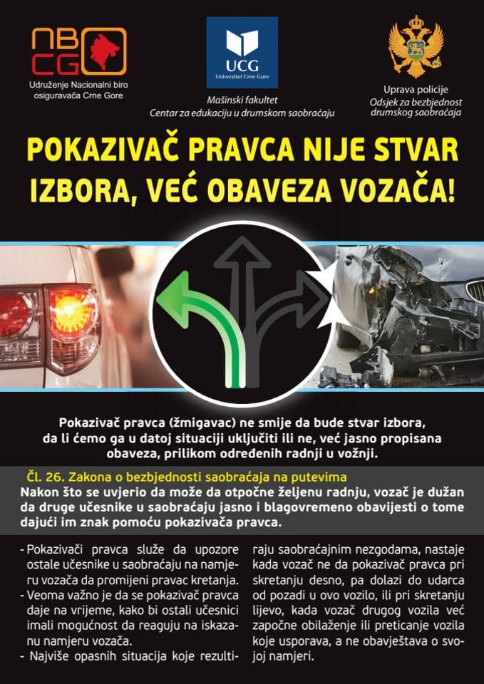 Flajer - Pokazivač pravca nije stvar izbora, već obaveza vozača