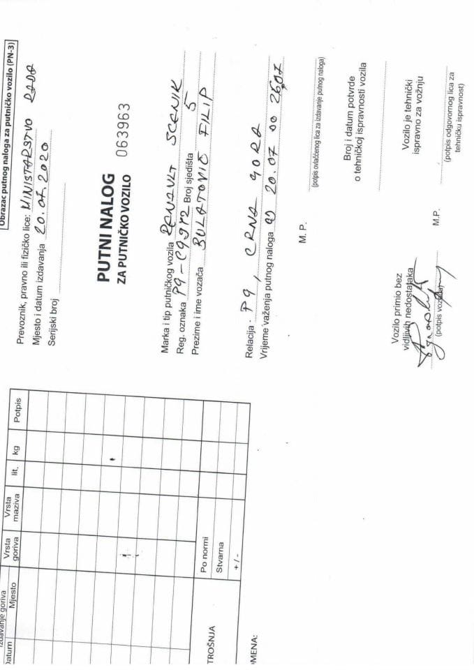 putni nalozi 20-26.07