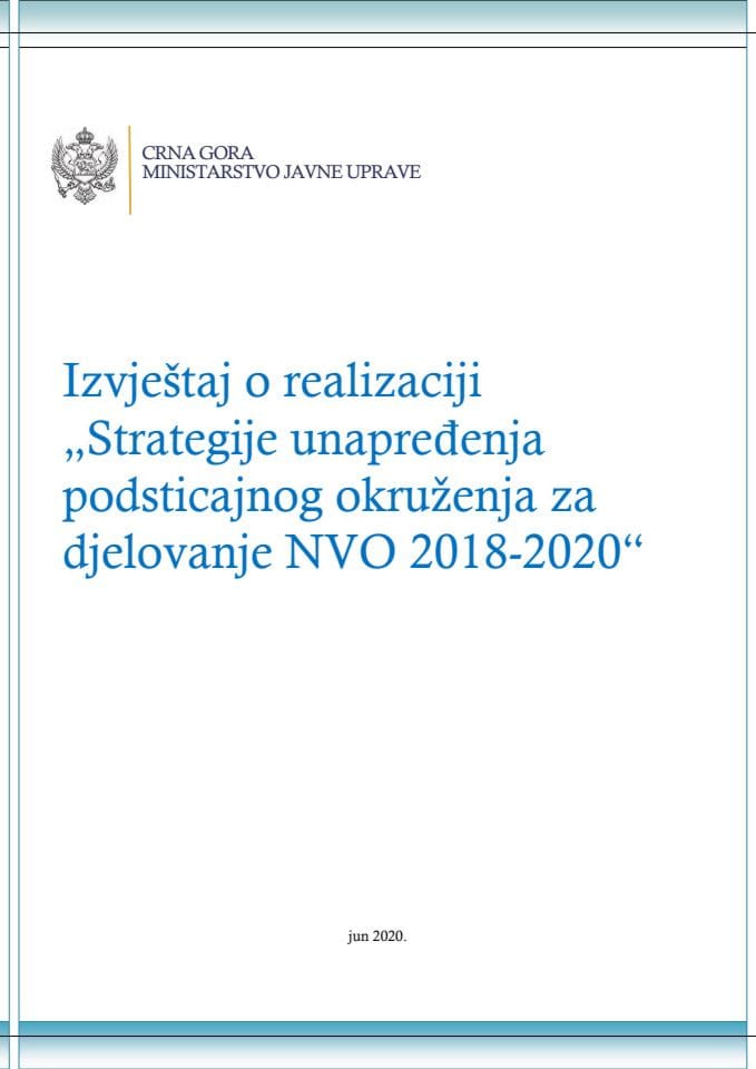 Извјештај о реализацији "Стратегије унапређења подстицајног окружења за дјеловање НВО 2018-2020"