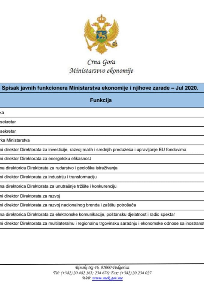 Bruto i neto zarade za Jul 2020