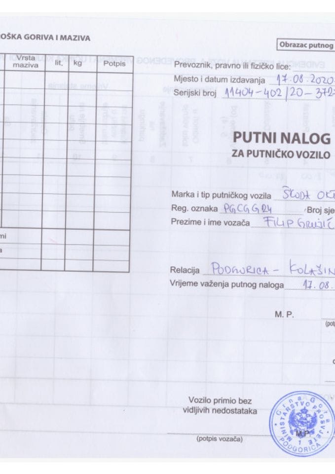 Putni nalozi MPS od 17.8. do 23.8.2020.