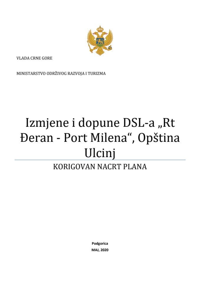 Korigovan Nacrt plana - Izmjene i dopune DSL-a „Rt Đeran - Port Milena“, Opština Ulcinj