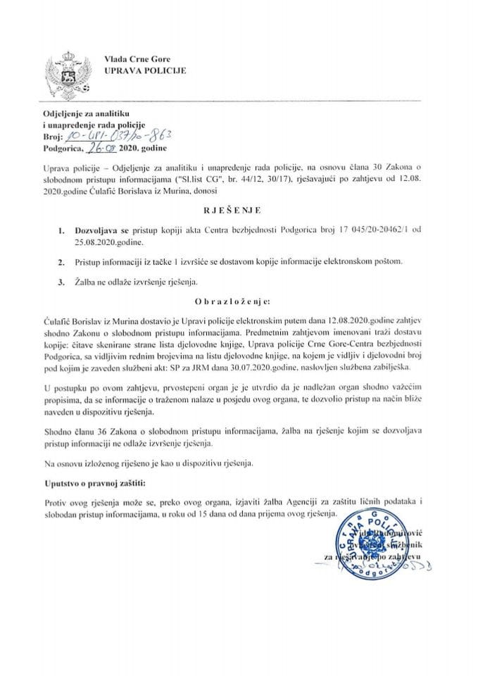 Rjesenje 10-UPI-037-20-863