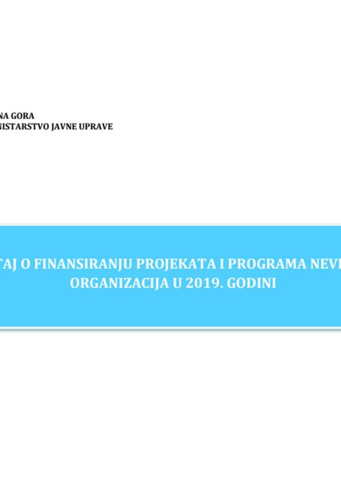 Izvještaj o finansiranju projekata i programa nevladinih organizacija u 2019. godini