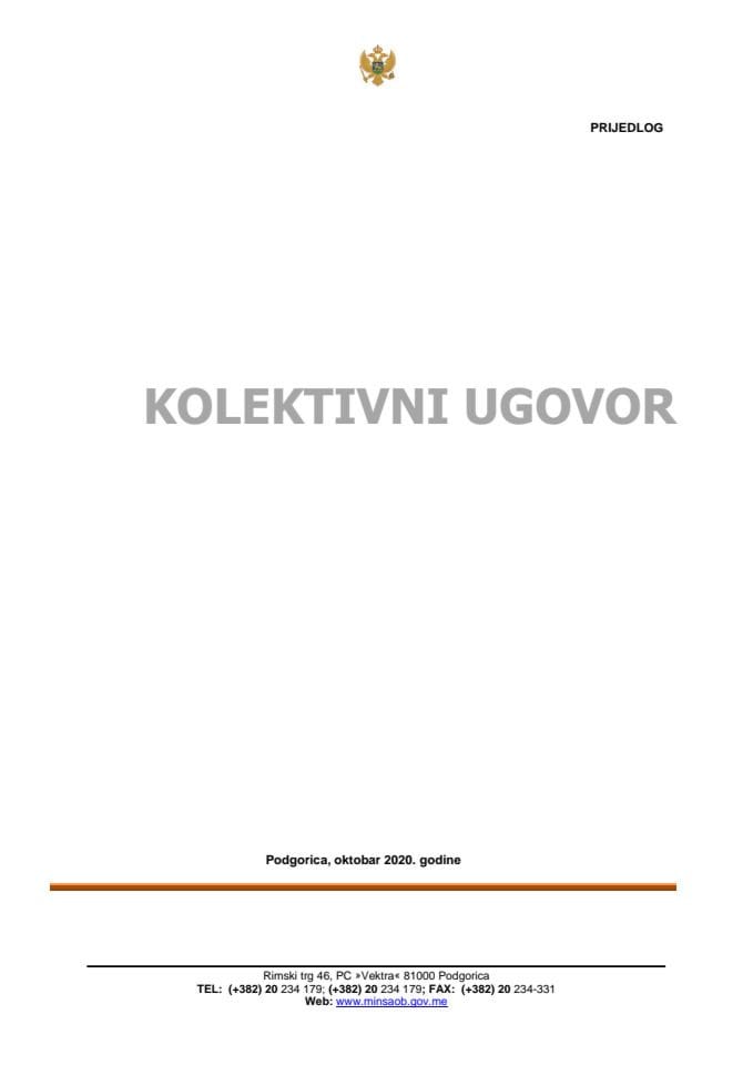 Predlog kolektivnog ugovora AD „Željeznička infrastruktura Crne Gore“