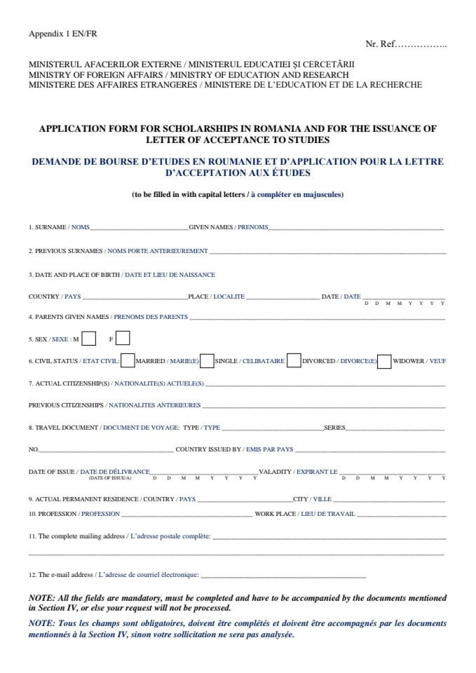 ANEXA 1 - Formular MAE-MEC