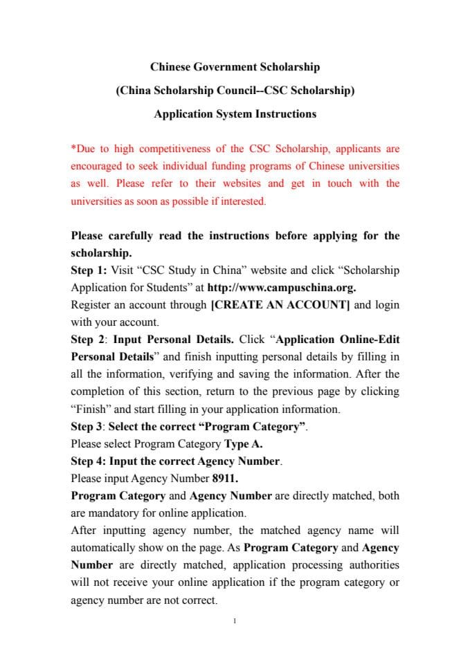 Application System Instructions