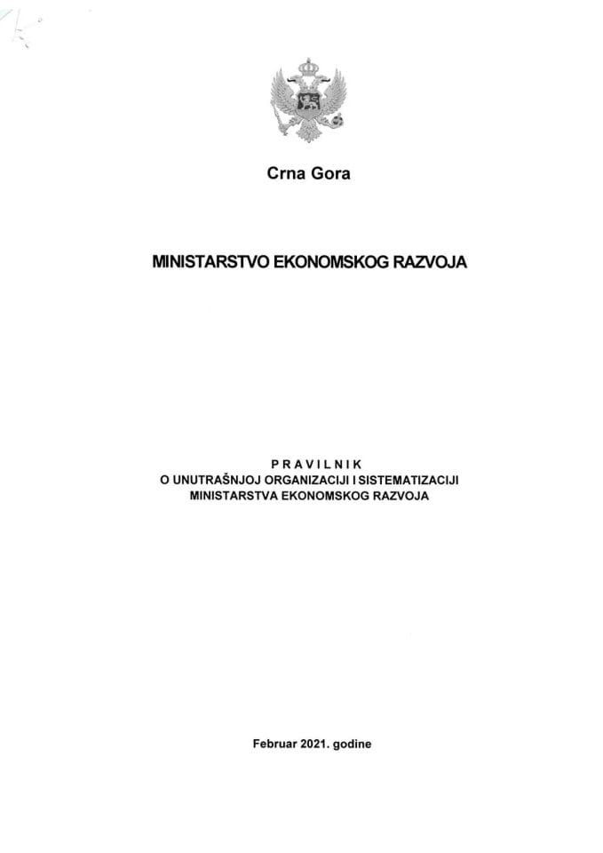 Pravilnik o unutrašnjoj organizaciji i sistematizaciji Ministarstva ekonomskog razvoja