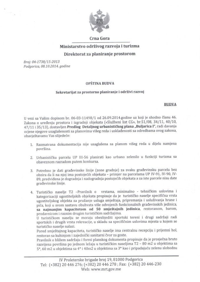 04_1738_15_2013 Predlog DUP-a Buljarica I Opstina Budva