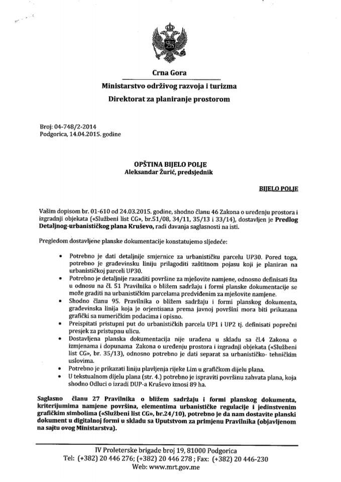 04_748_2_2014 Predlog DUP-a Krusevo Opstina Bijelo Polje