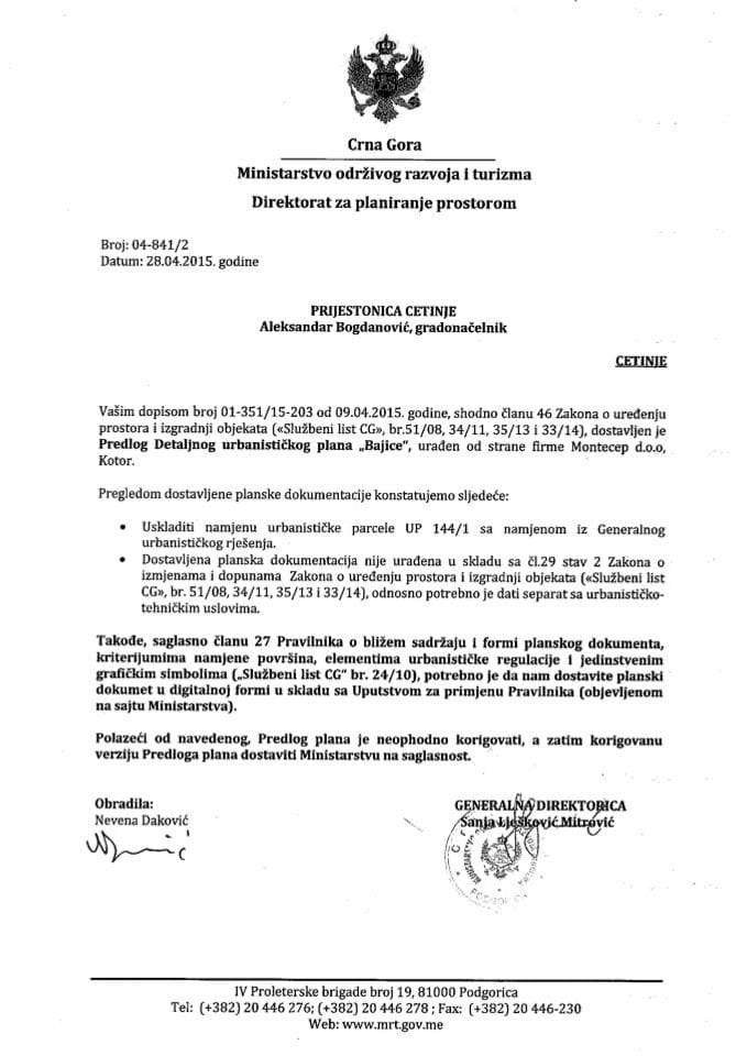 04_841_2 Predlog DUP-a Bajice Prijestonica Cetinje