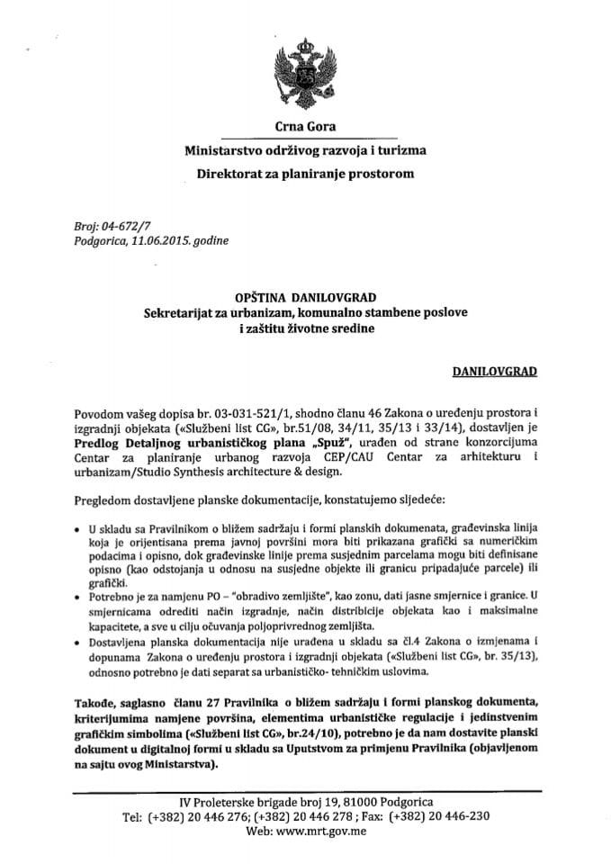 04_672_7 Predlog DUP-a Spuz Opstina Danilovgrad