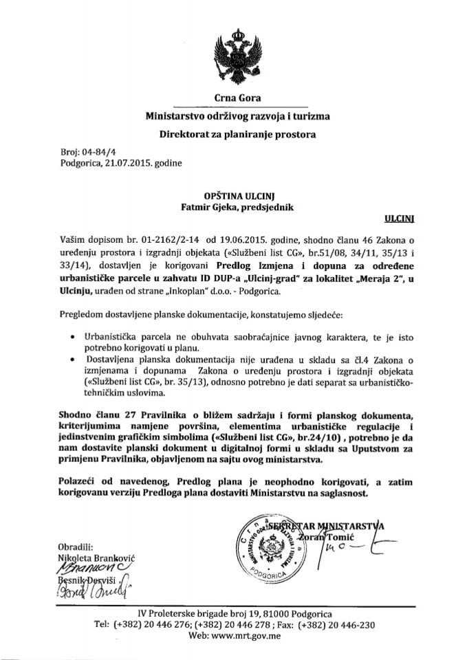 04_84_4 Predlog ID za određene urbanističke parcele u zahvatu - Opština Ulcinj