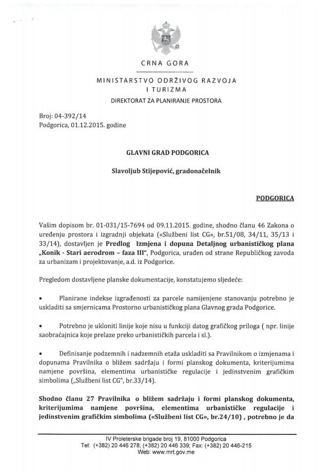 04_392_14 Predlog IID DUP-a  Konik-Stari aerodrom- faza III Glavni grad Podgorica