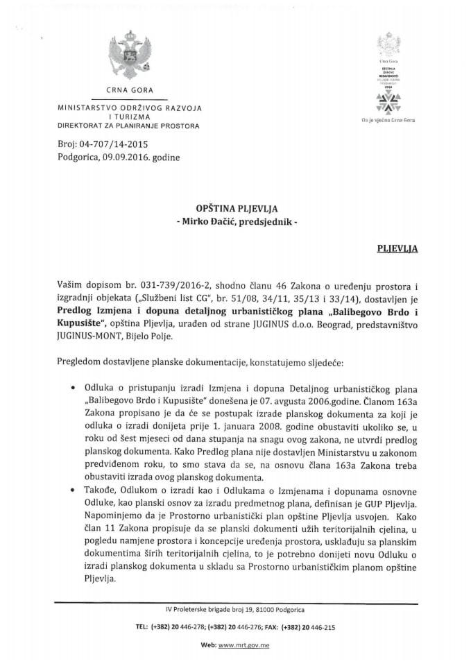 04-707_14-2015 Predlog IID DUP-a Balibegovo Brdo i Kupusiste opstina Pljevlja