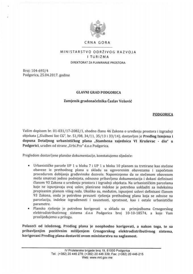 104-693_4 Predlog Izmjena i dopuna DUPa Stambena zajednica VI Krusevac - dio, Podgorica