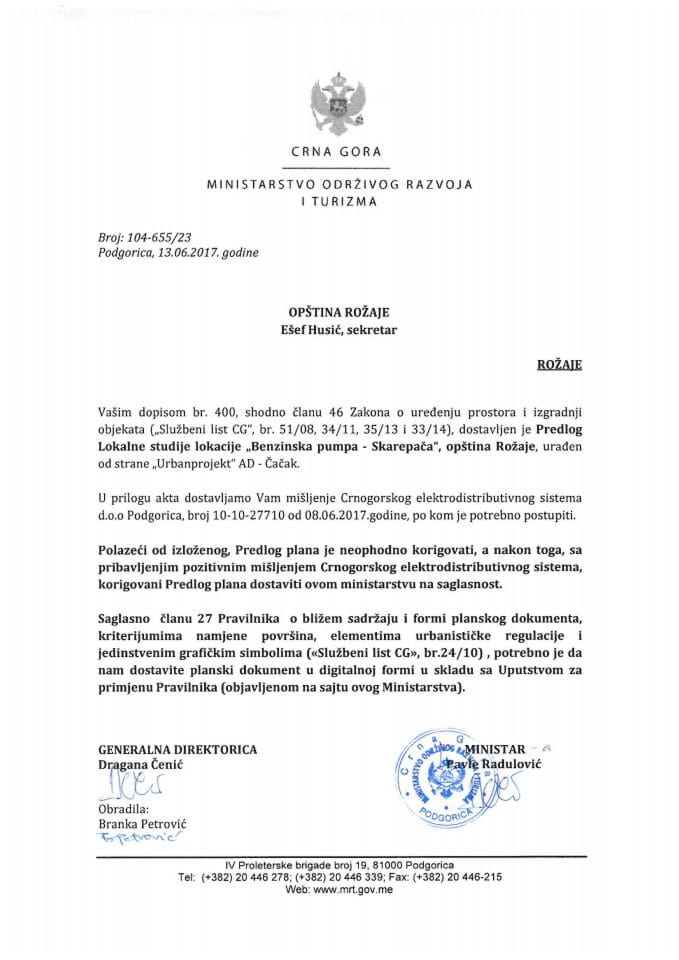 104-655_23 Сагласност на Предлог ЛСЛ Бензинска пумпа-Скарепача, Рожаје