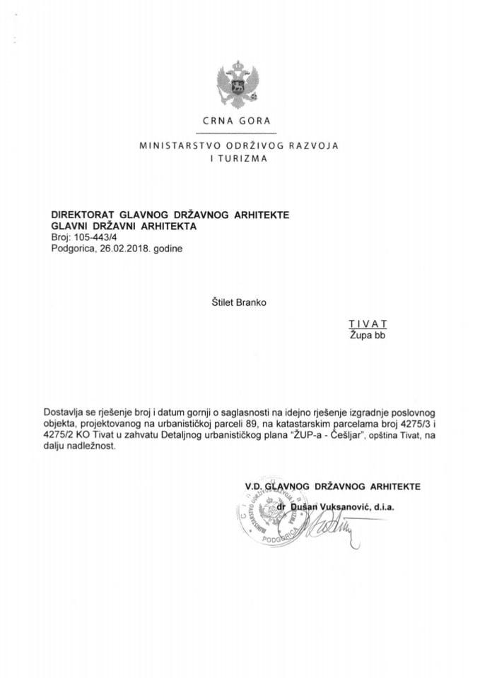 26.02.2018. Rješenje - Štilet Branko - Tivat