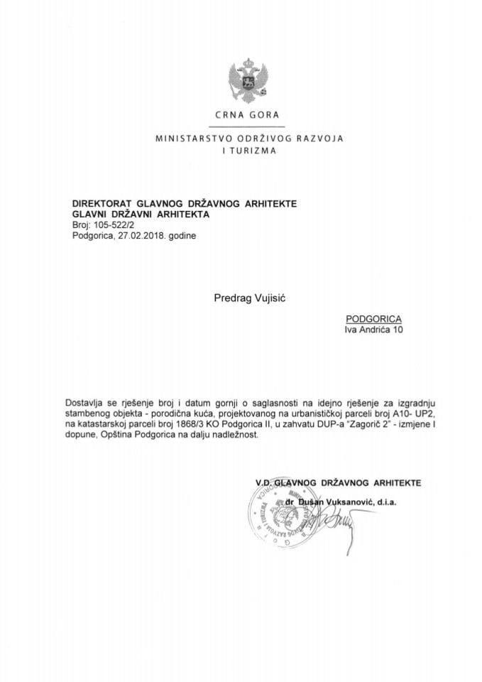 28.02.2018. Rješenje - Predrag Vujisić - Podgorica