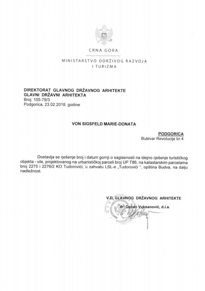 28.02.2018. Rješenje - Von Sigsfeld Marie Donata - Budva