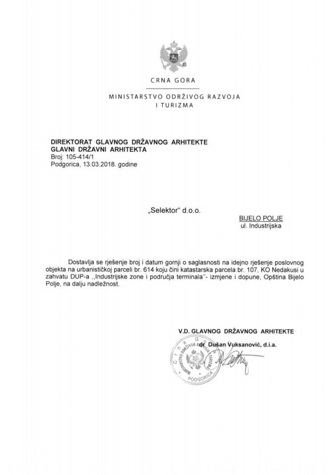 13.03.2018. Rješenje - Selektor doo - Bijelo Polje