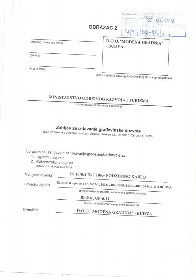 UPI 106_26_1 Doo Modena gradnja