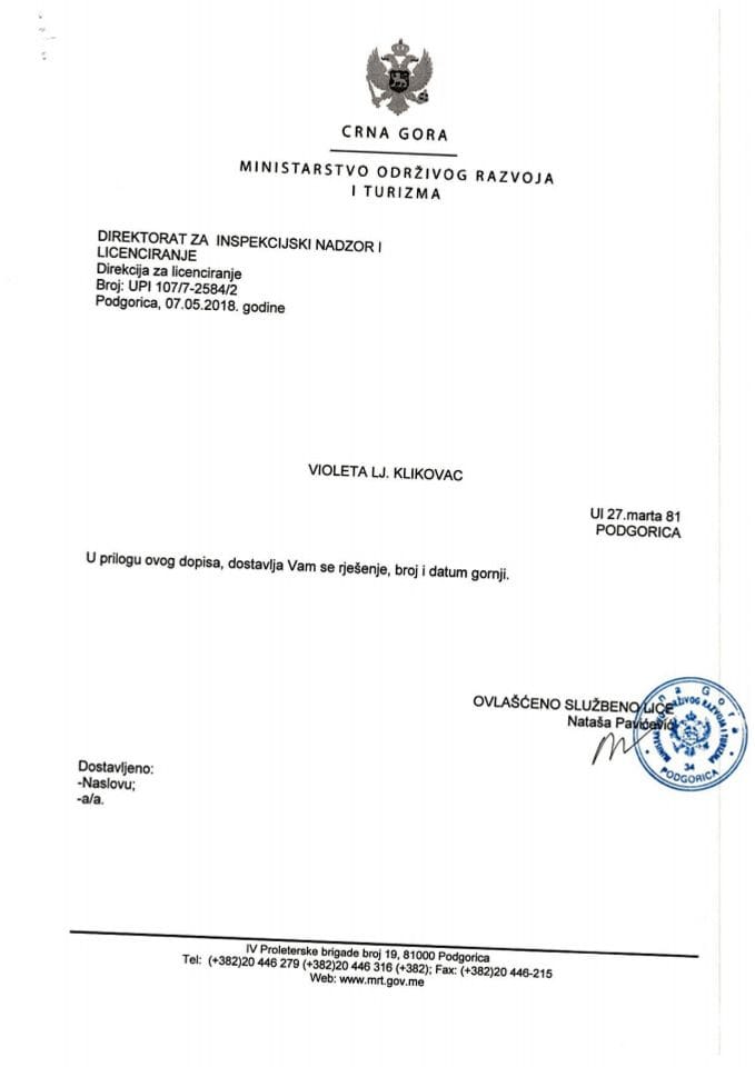 UPI-107-7-2584-2 VIOLETA  LJ. KLIKOVAC