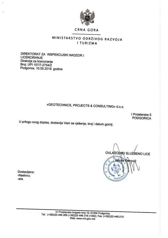 UPI-107-7-2754-2 GEOTECHNICS,PROJECTS &CONSULTING DOO