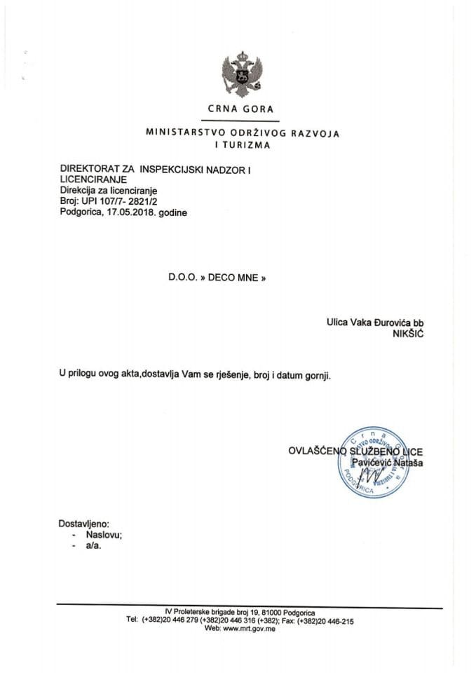 UPI-107-7-2821-2 DOO DECO MNE