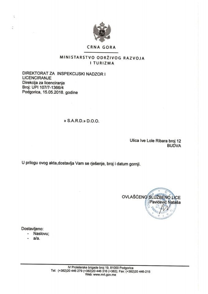 UPI-107-7-1366-2 S.A.R.D. DOO