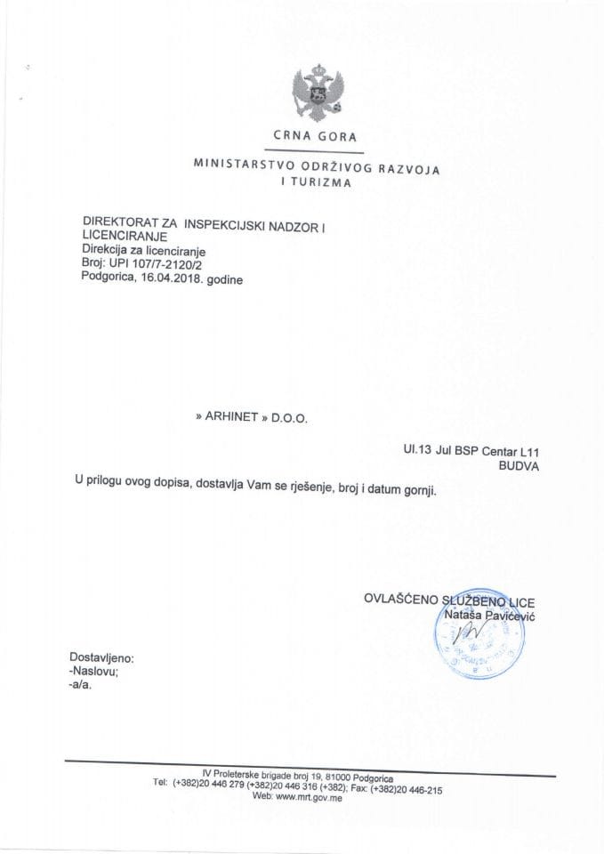 UPI 107-7 - 2120-2  DOO ARHINET