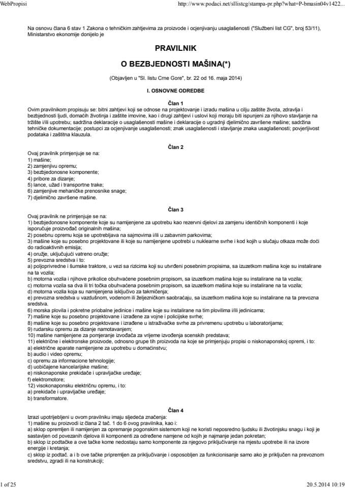 Pravilnik o bezbjednosti masina