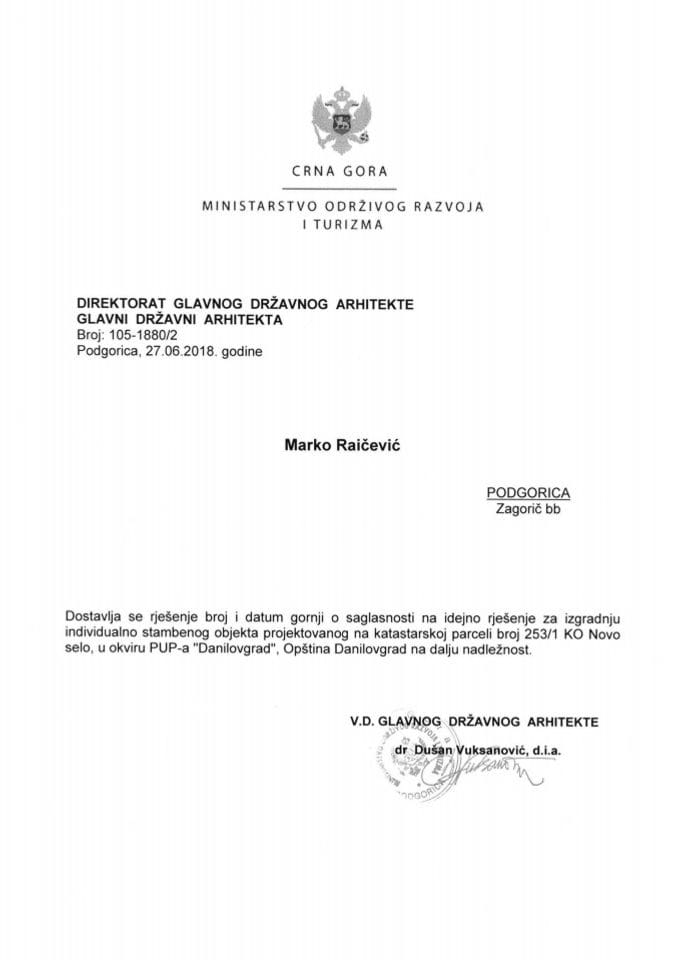 28.06.2018. Rješenje - Marko Raičević - Danilovgrad