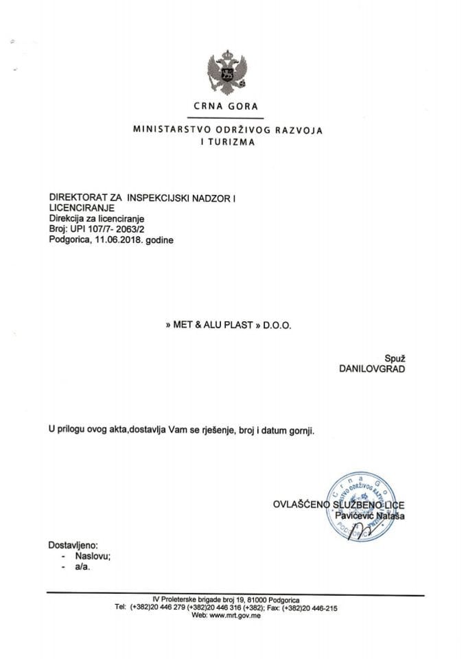 UPI-107-7-2063-2 MET & ALU PLAST DOO