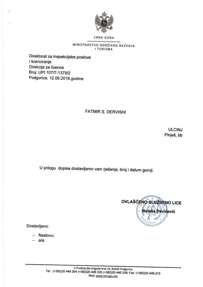 UPI-107-7-1379-2 FATMIR S. DERVISHI