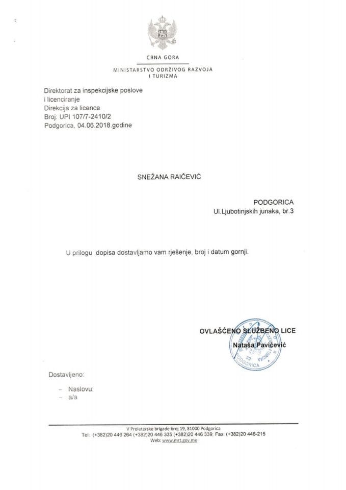 UPI-107-7-2410-2 SNEŽANA RAIČEVIĆ