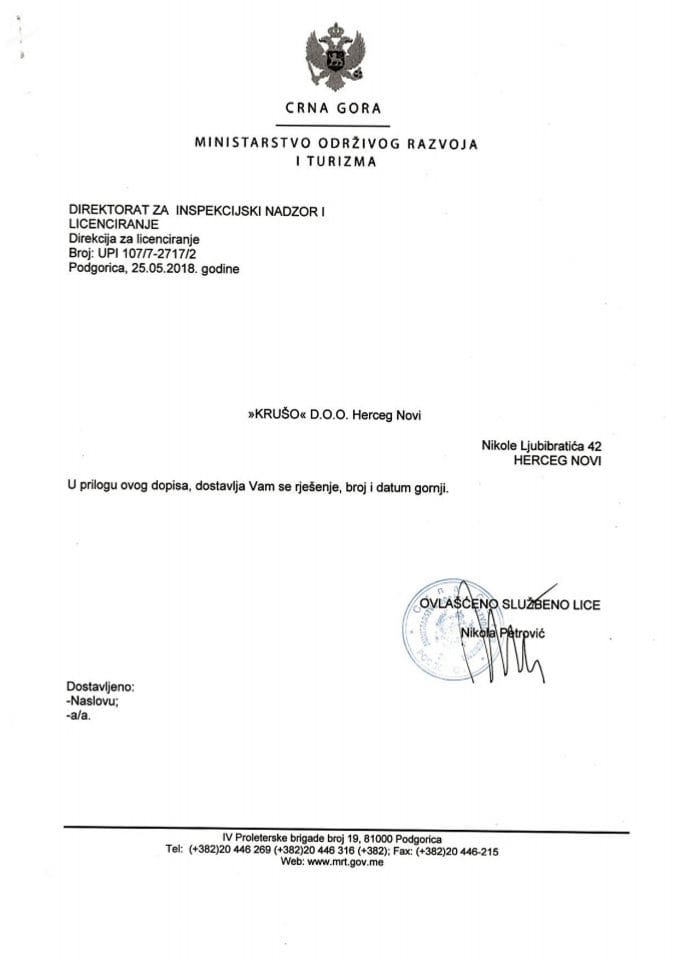 UPI-107-7-2717-2 KRUŠO DOO HERCEG NOVI