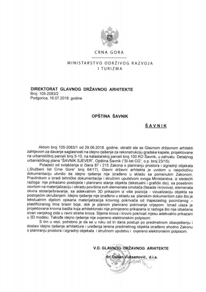 16.07.2018. Obavještenje - Opština Šavnik - Šavnik