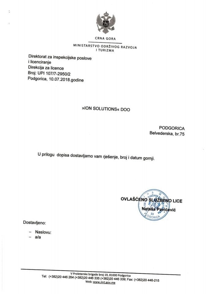 UPI-107-7-2950-2 ION SOLUTIONS DOO