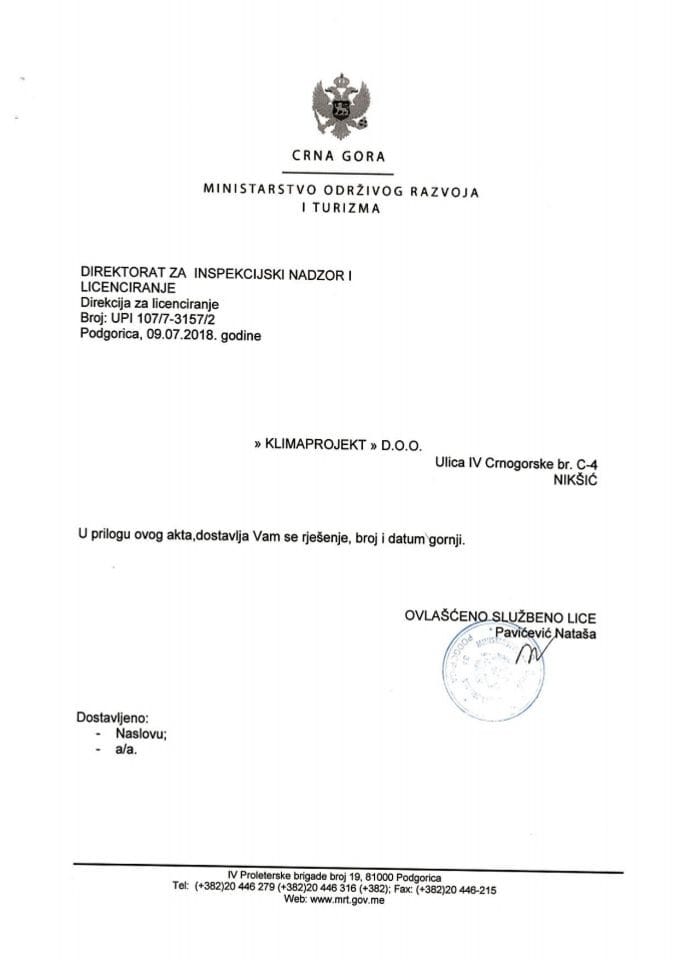 UPI-107-7-3157-2 KLIMAPROJEKT DOO