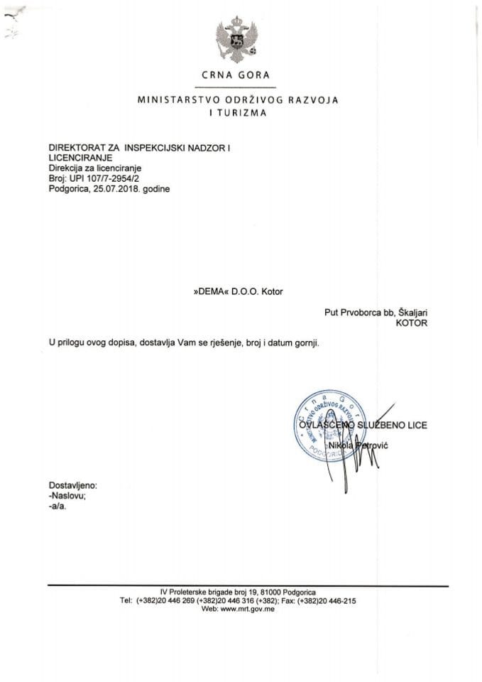 UPI-107-7-2954-2 DEMA DOO KOTOR