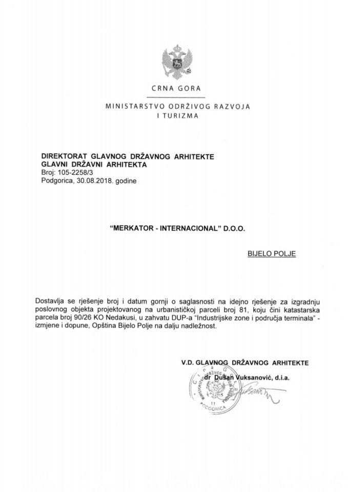 30.08.2018. Rješenje - MERKATOR - INTERNACIONAL D.O.O. - Bijelo Polje
