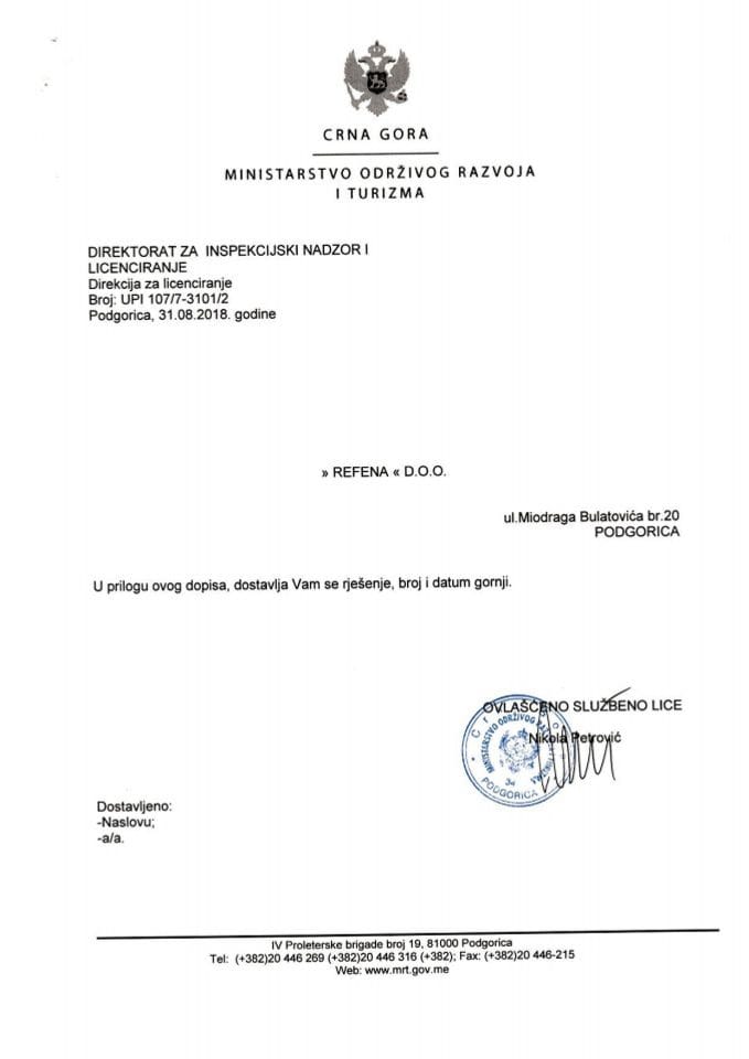 UPI-107-7-3101-2 REFENA DOO