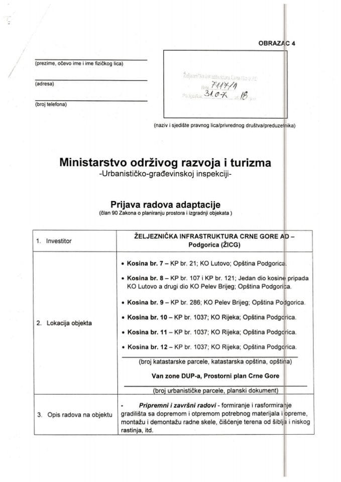 Zeljeznicka infrastruktura Crne Gore ad 