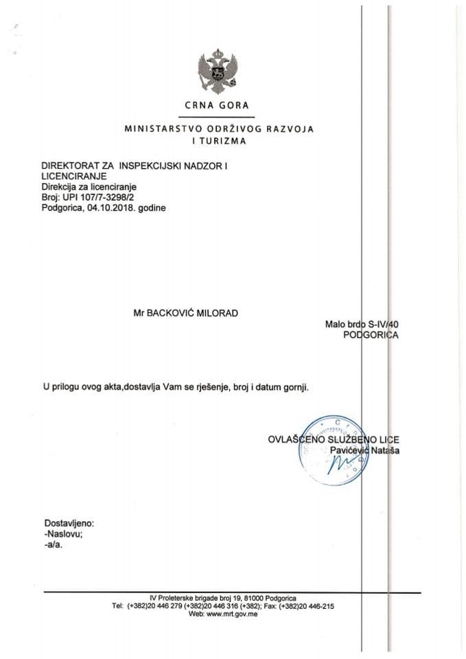 UPI-107-7-3298-2 MR MILORAD BACKOVIĆ