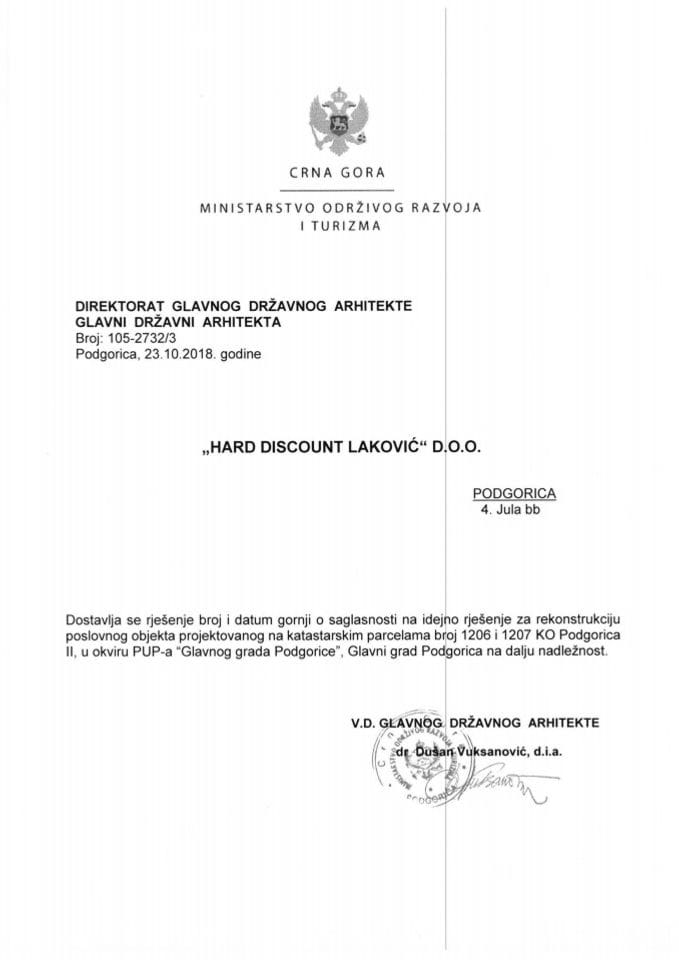 23.10.2018. Rješenje - HARD DISCOUNT LAKOVIĆ D.O.O. - Podgorica