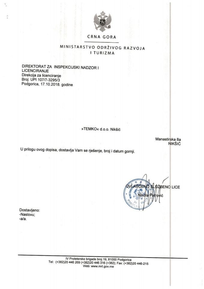 UPI-107-7-3295-3 TEMKO DOO NIKŠIĆ