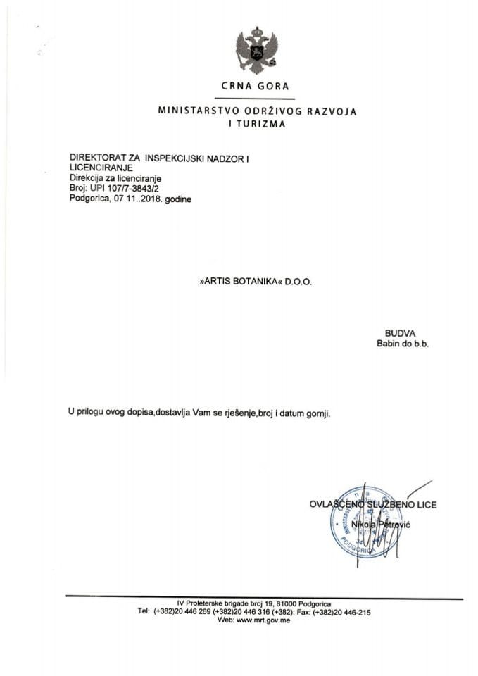 UPI-107-7-3843-2 ARTIS BOTANIKA DOO